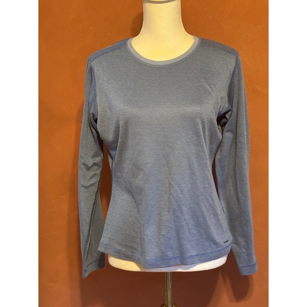 Patagonia Capilene Long Sleeve Tee Blue Technical Hiking Shirt, large, gorpcore